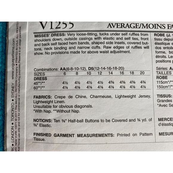 Vogue Pattern 1255 dress tunic boho - Picture 5 of 6